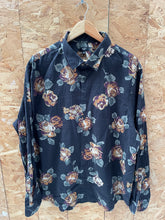 Express Men's XXL Black Floral Rose Long Sleeve Slim Fit Shirt